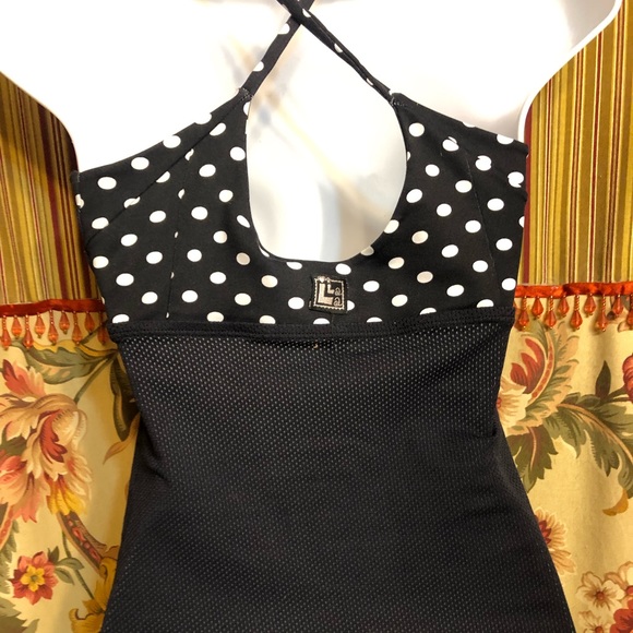 Black with White Polka Dot Workout Tank - Picture 5 of 8